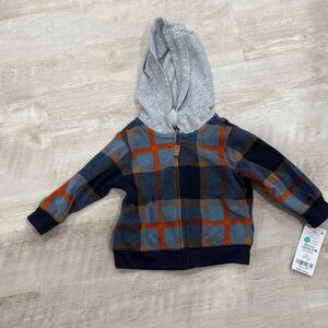 Carter's Plaid Hoodie - Gray, Orange, and Blue
